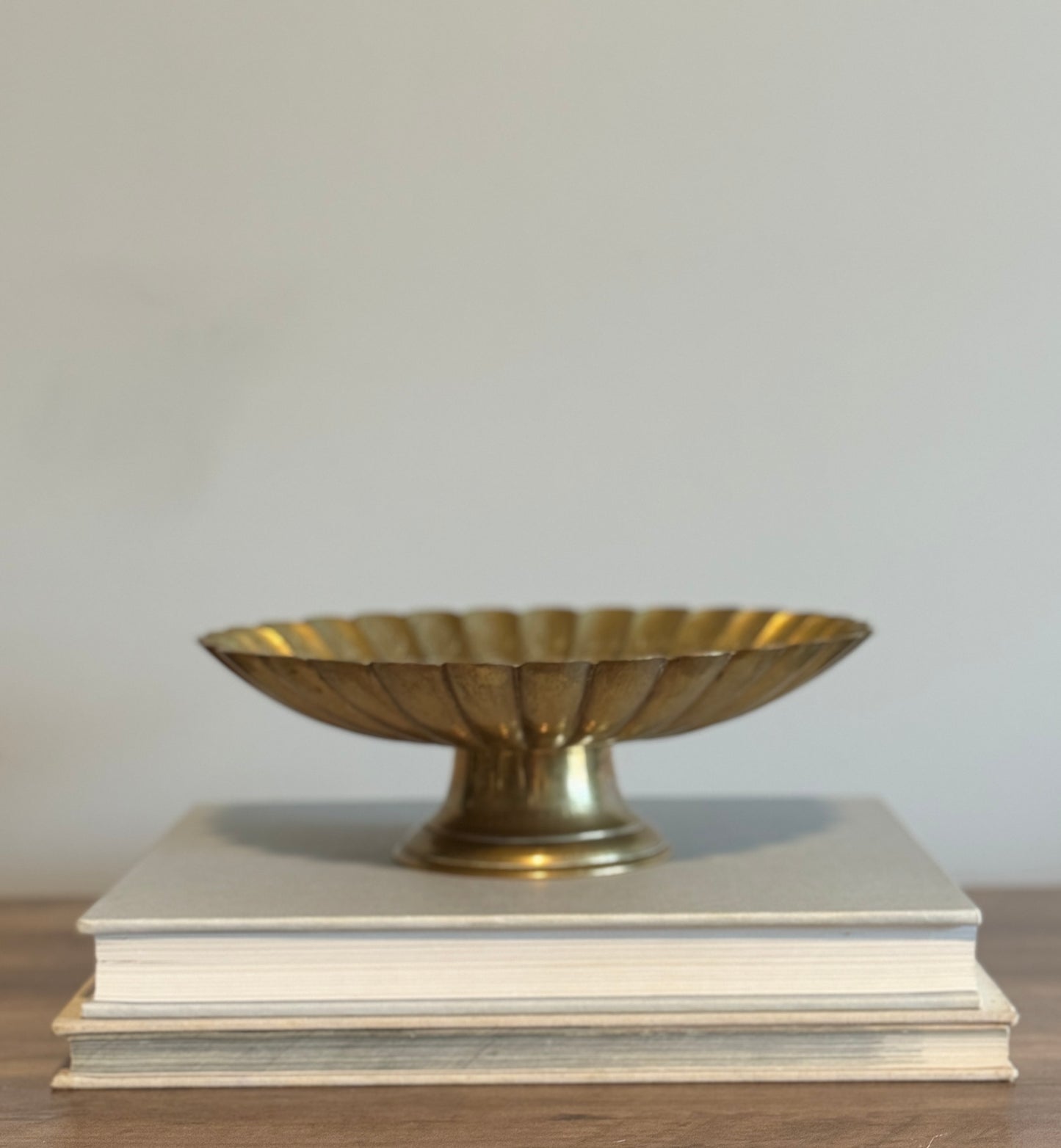Brass footed etched bowl
