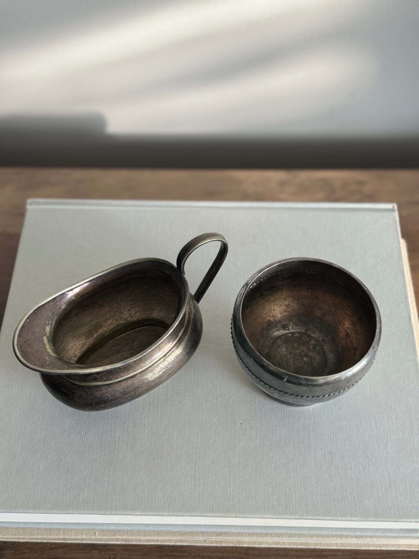 Vintage silver cream and sugar set