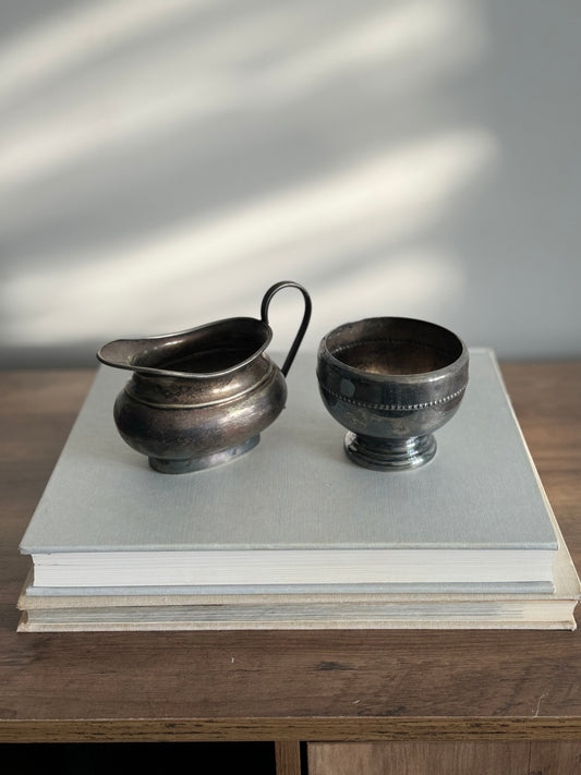 Vintage silver cream and sugar set
