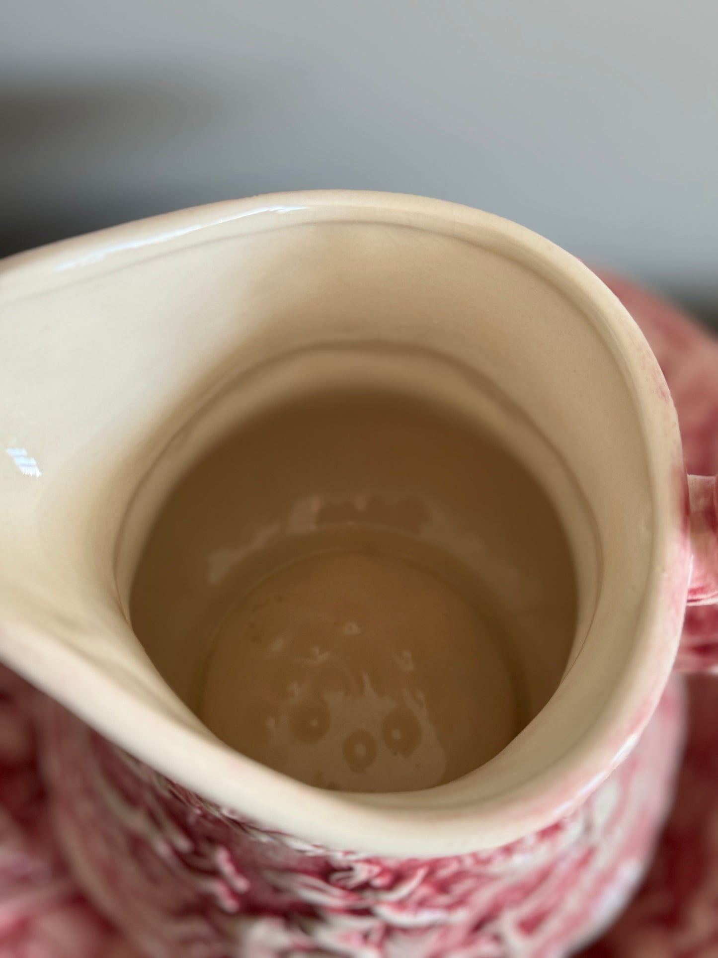 Handmade ceramic wash basin and jug from 1976