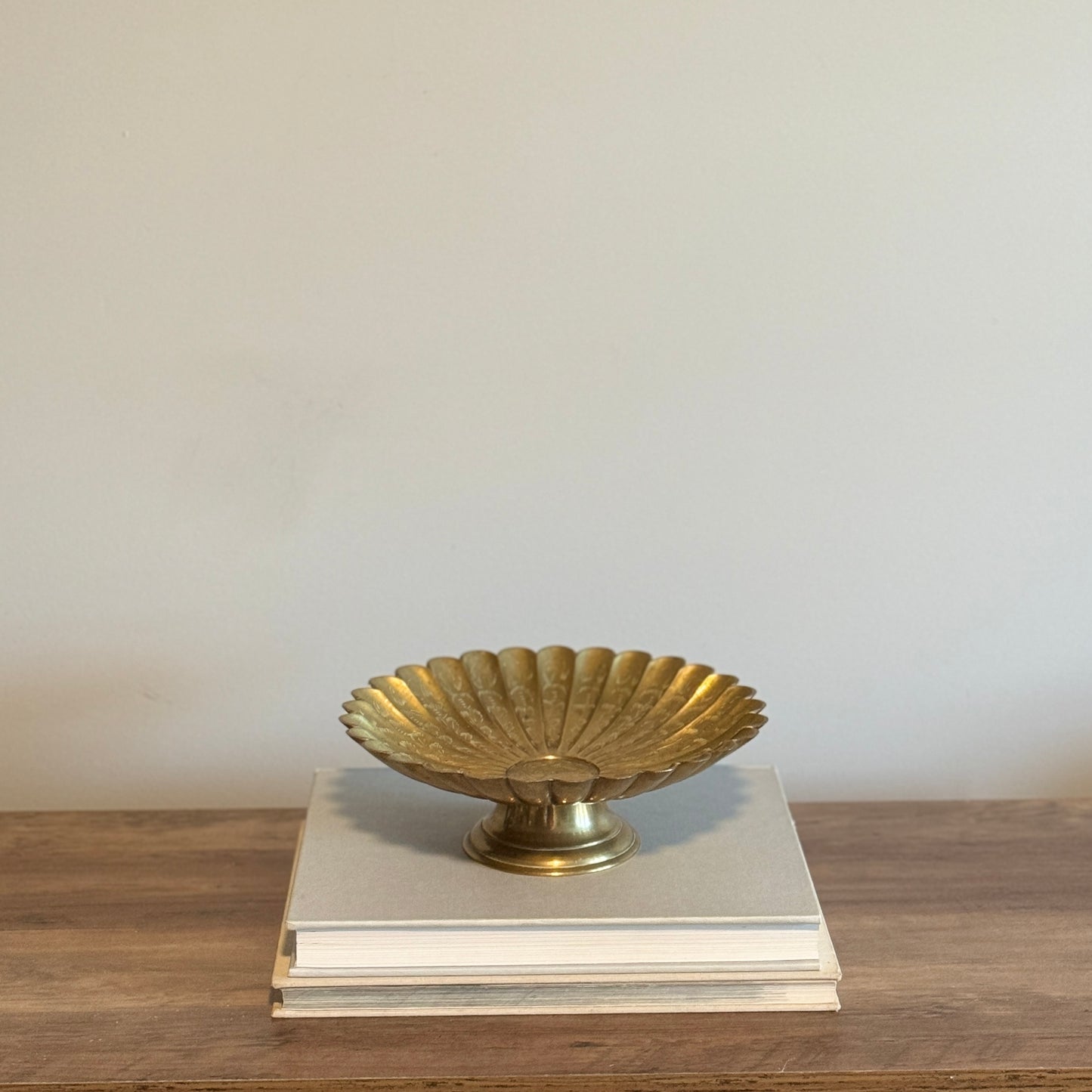 Brass footed etched bowl