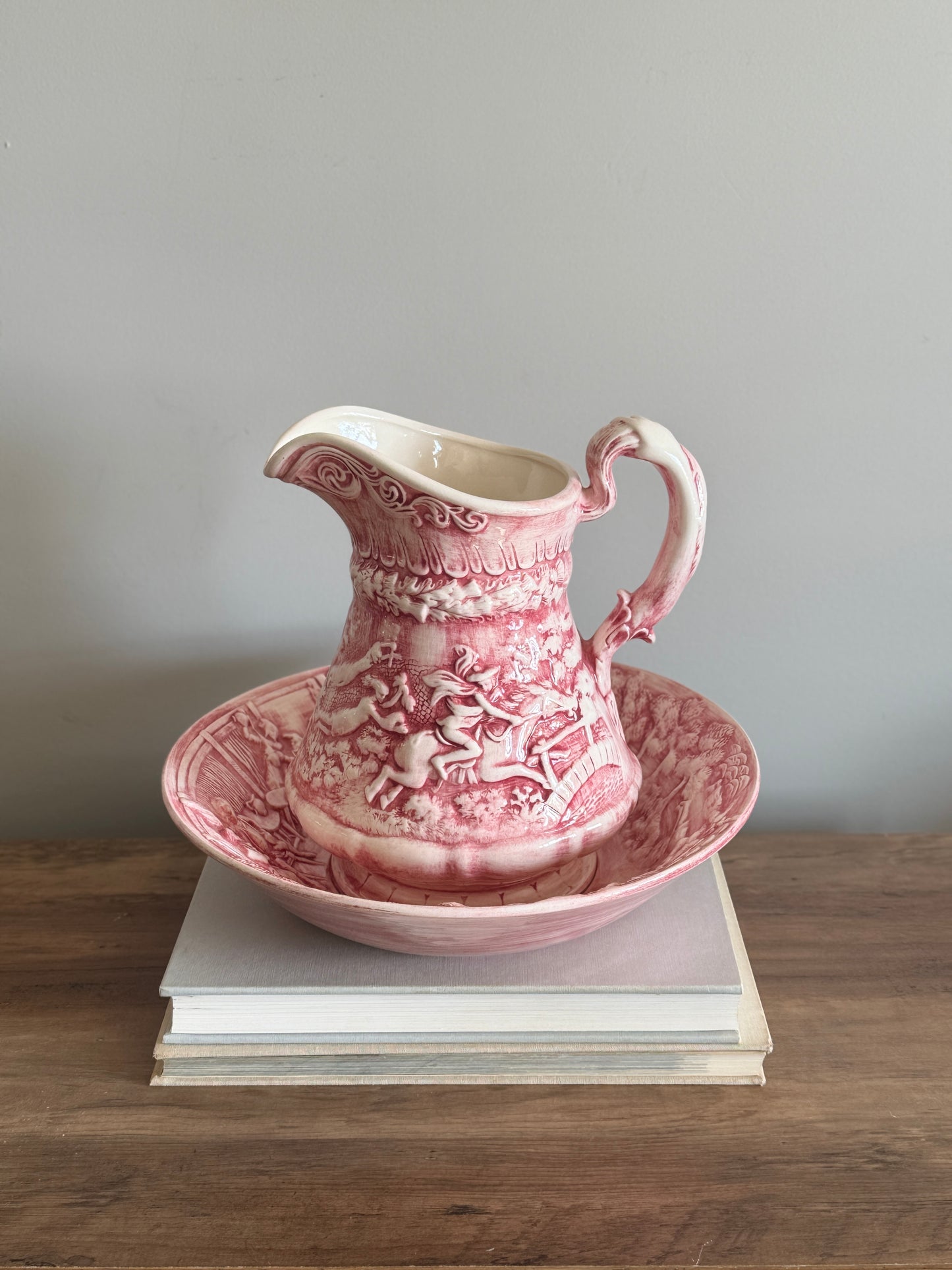 Handmade ceramic wash basin and jug from 1976
