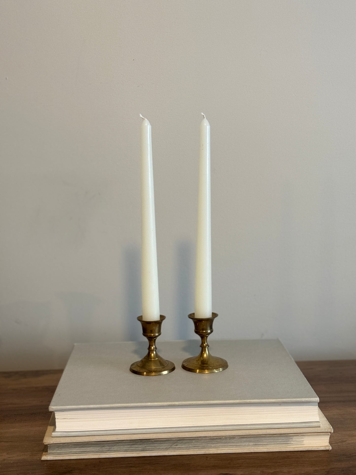 Pair small brass candle holders