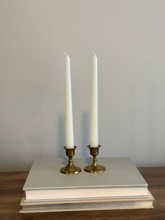 Pair small brass candle holders
