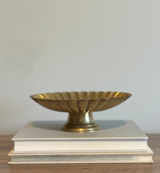 Brass footed etched bowl