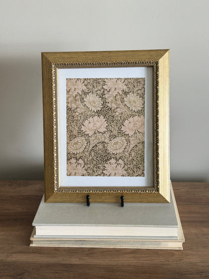 Green floral print in gold frame