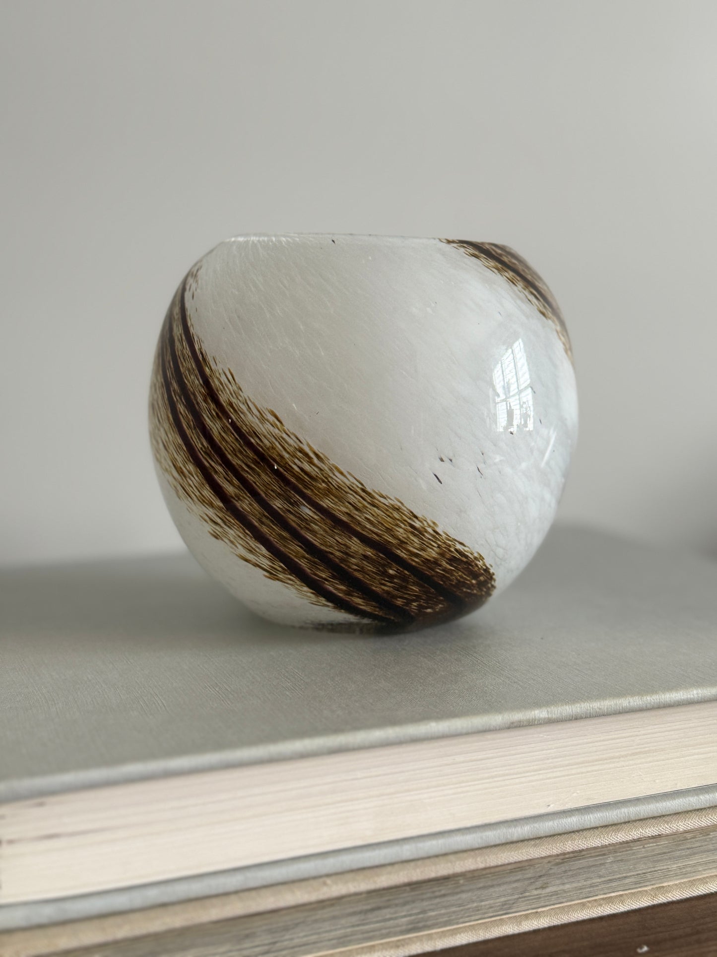 Tiger stripe orb glass bowl