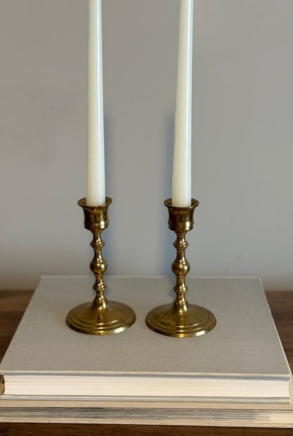 Pair tall brass candle holders