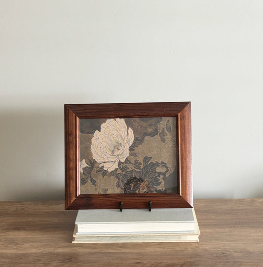 Floral print in wood frame