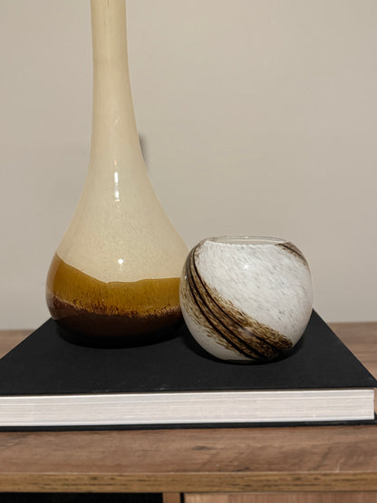 Tiger stripe orb glass bowl