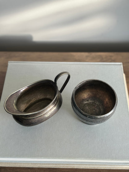 Vintage silver cream and sugar set