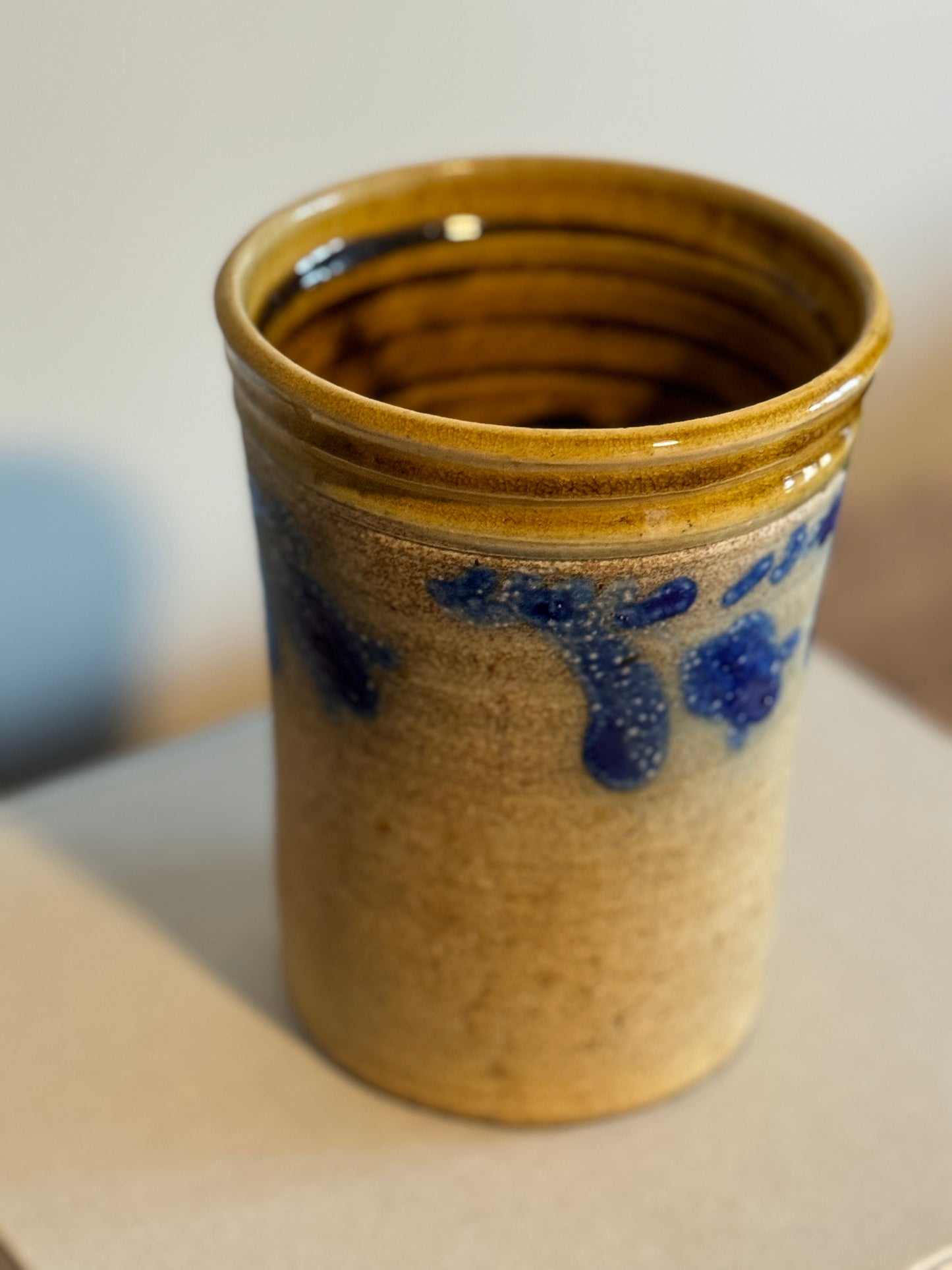 Glazed pottery crock