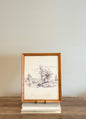 Landscape sketch in wood frame