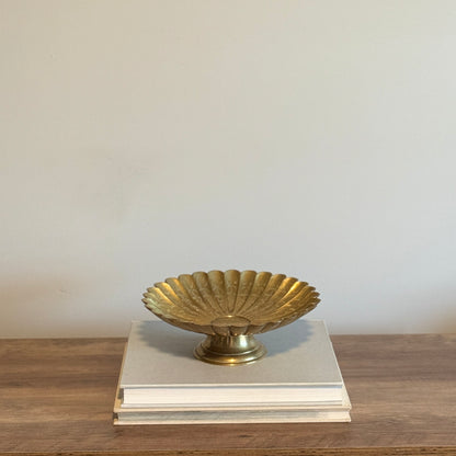 Brass footed etched bowl