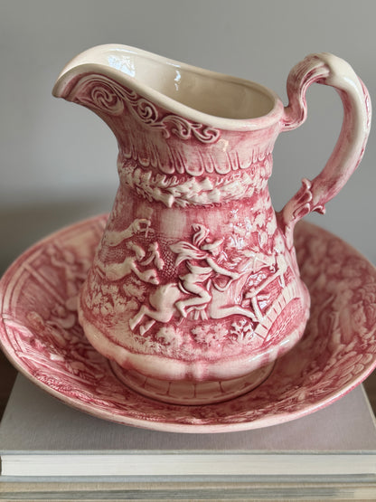 Handmade ceramic wash basin and jug from 1976