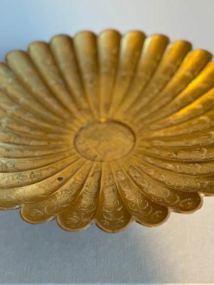 Brass footed etched bowl