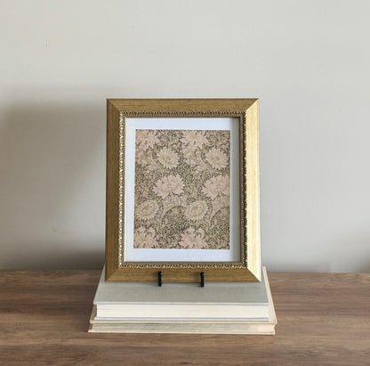 Green floral print in gold frame