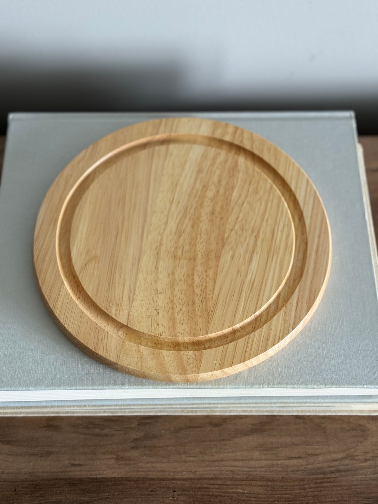 Glass cloche with wood base