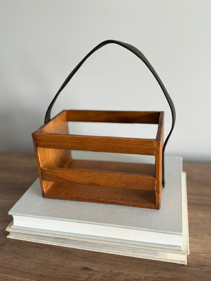 Wood and leather basket