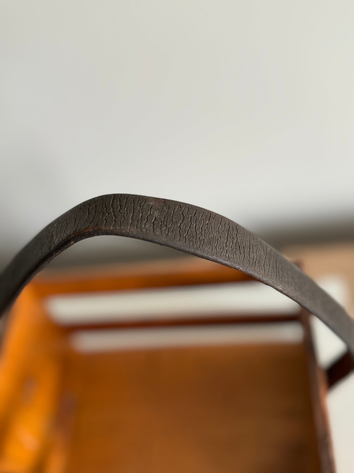 Wood and leather basket